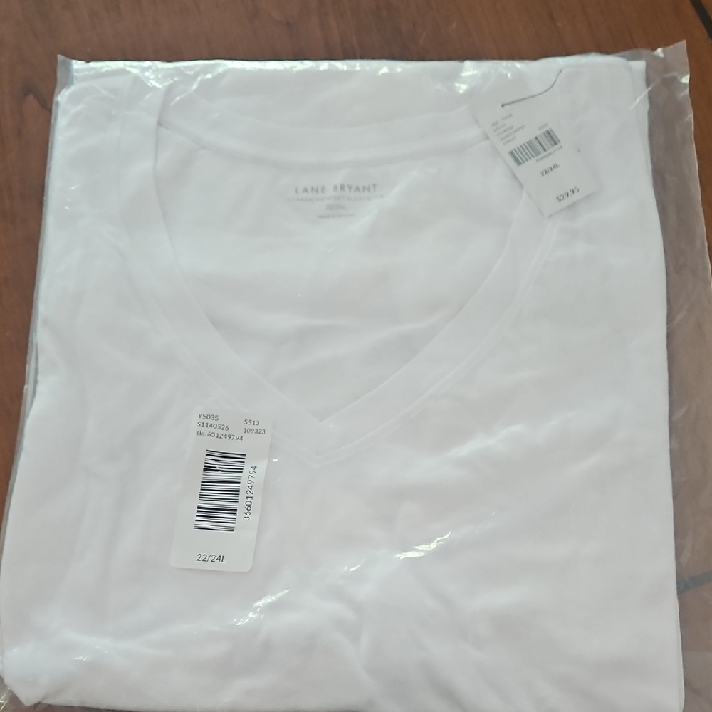 Lane Bryant V-Neck White Tee